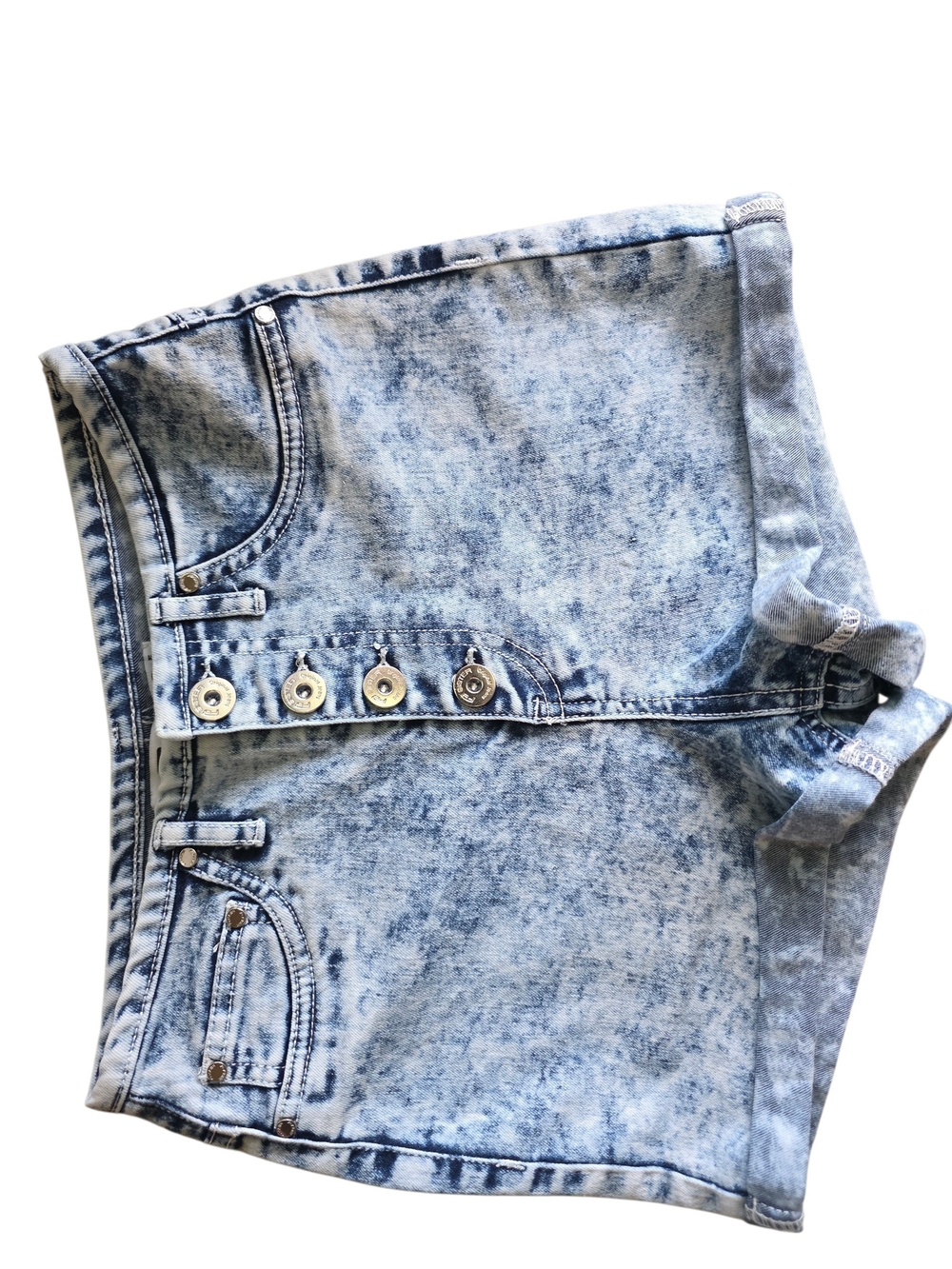 Light Acid-Wash High-Waist Denim Shorts